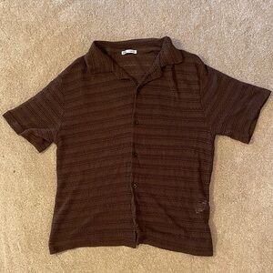 Zara Men's Dark Brown Casual Button Down Shirt